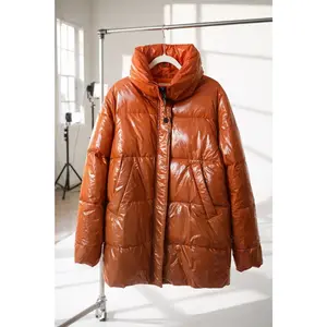 Glossy Puffer Jacket – Burnt Orange – Men’s Medium