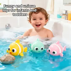 3Pcs Cute Clown Fish Floating Bath Toys with Chain, Durable ABS Water Toys for Baby Toddlers, Bathtub Swimming Pool Outdoor Play, Spring Summer Bath Toys