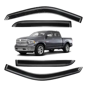 Tape-on -For 2009-2018 Dodge Ram Crew Cab 4 Door Window Visor-Black # Rain guard# Rainproof#Sun Shade#UV Protection# Easy-Install # Vent Shades# Car Windshield# Car Weather Shields# Wind Deflector