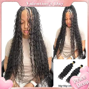 [Wequeen] Easy Braiding 12A Grade Salon Quality 100% Brazilian Human Hair Bulk Braiding Deep Wave 16"-24" For Knotless Crochet Braids Passion Twists Protective Styles Valentine Gifts