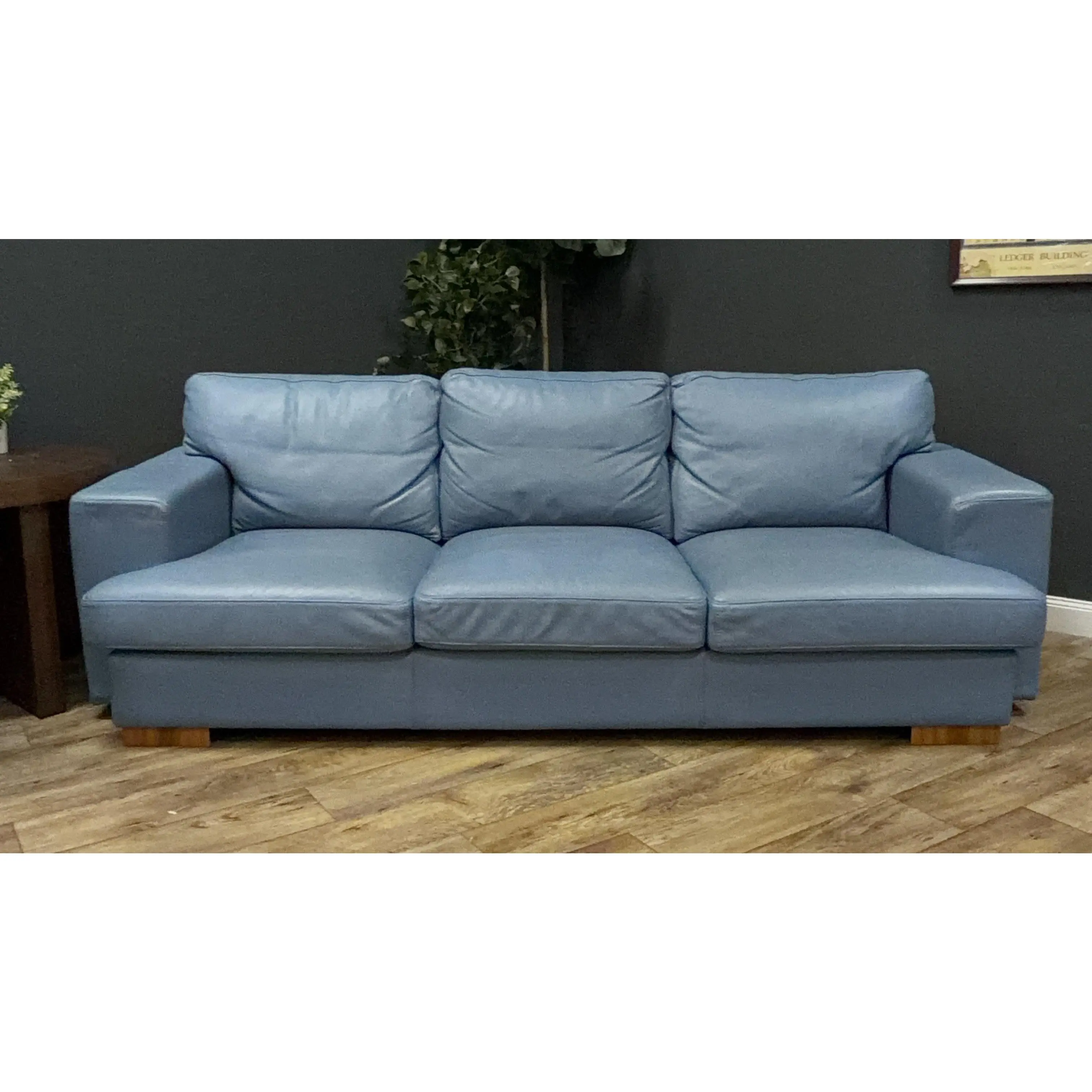 Modern Blue Leather Sofa