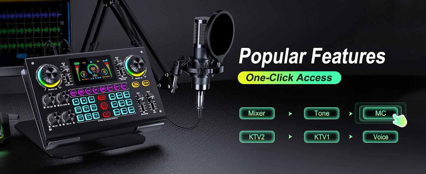 Ideanthro C200PRO-P15 Audio Mixer, Live Sound Card Podcast Bundle with XLR Microphone Connector, Professional Chipset, ouch Voice Change for Podcast,Recording,Vocal,Game Voice#TikTokShopBlackFriday