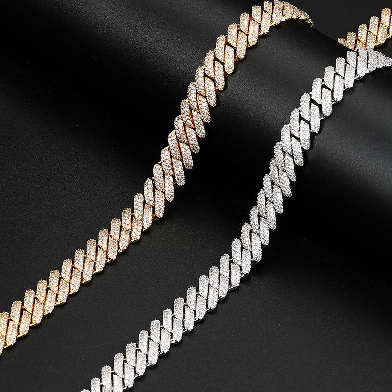 【#CZP397】Shining Cuban Chain Fashion Trend Square Necklace Miami Cuban Chain Ice Out Men's Hip Hop Rap Fashion Necklace Sparkling 14mm Width  FallFreshness