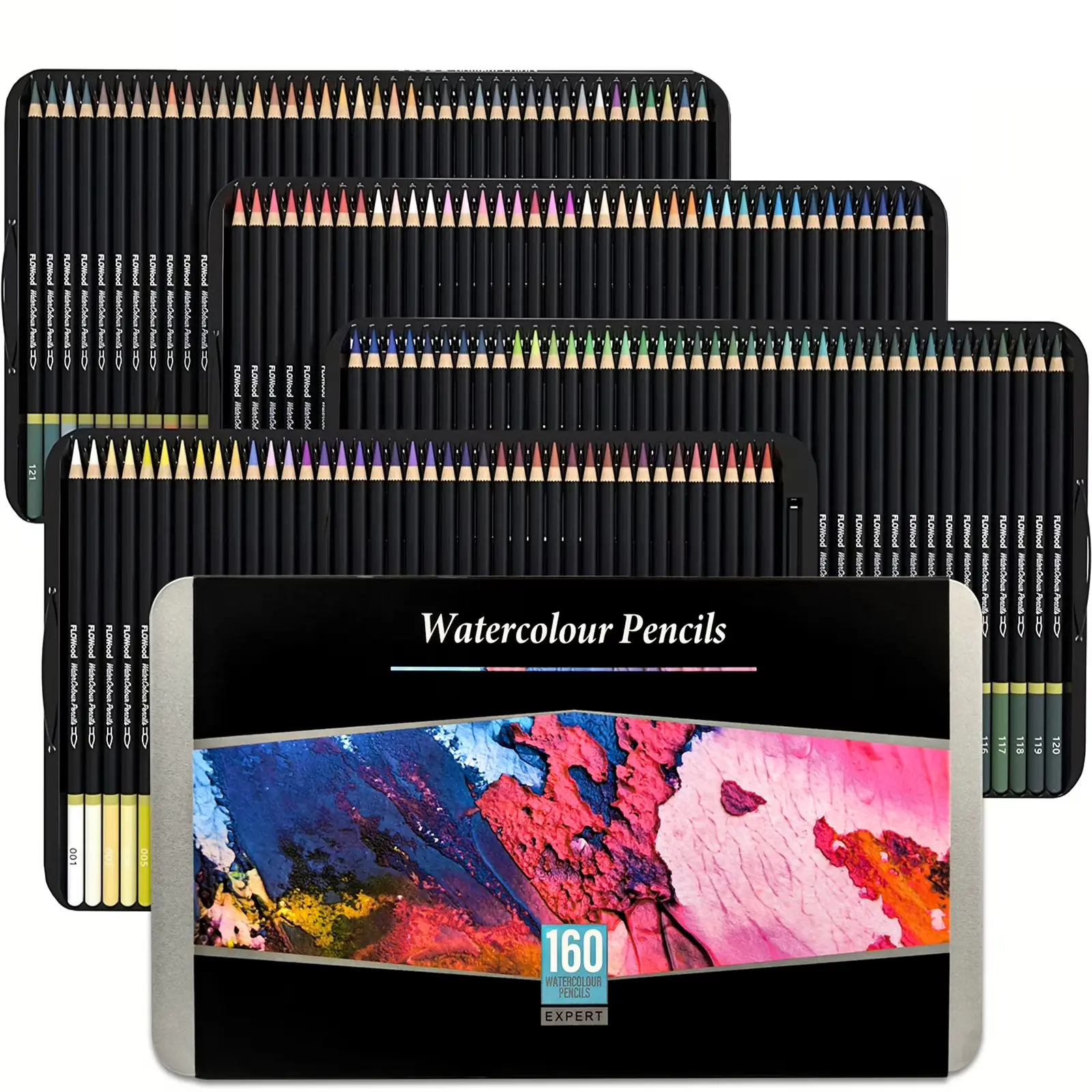 160 WaterColored Pencils, Watercolor-Based Color Pencils, 3.0mm Soft Core, Vibrant Coloring Pencils for Adults,Professional Art Supplies forSketching, Blending and Layering
