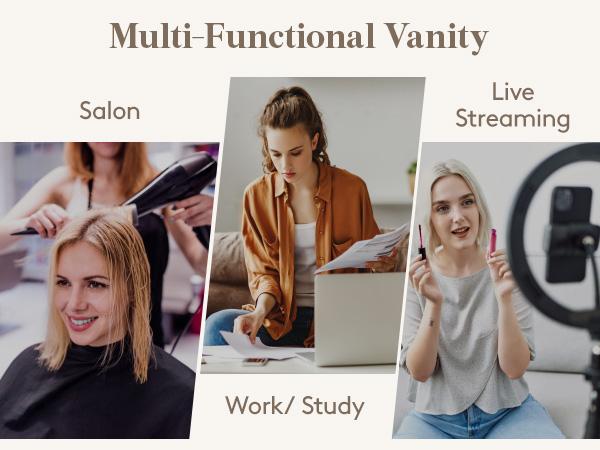 Lifewit 35.4'' White Vanity Set with Mirror & Lights, Adjustable Brightness, 3 Drawers, 1 Cabinet, USB Ports - Gift for Girl Daughter, Mothers Day Gifts