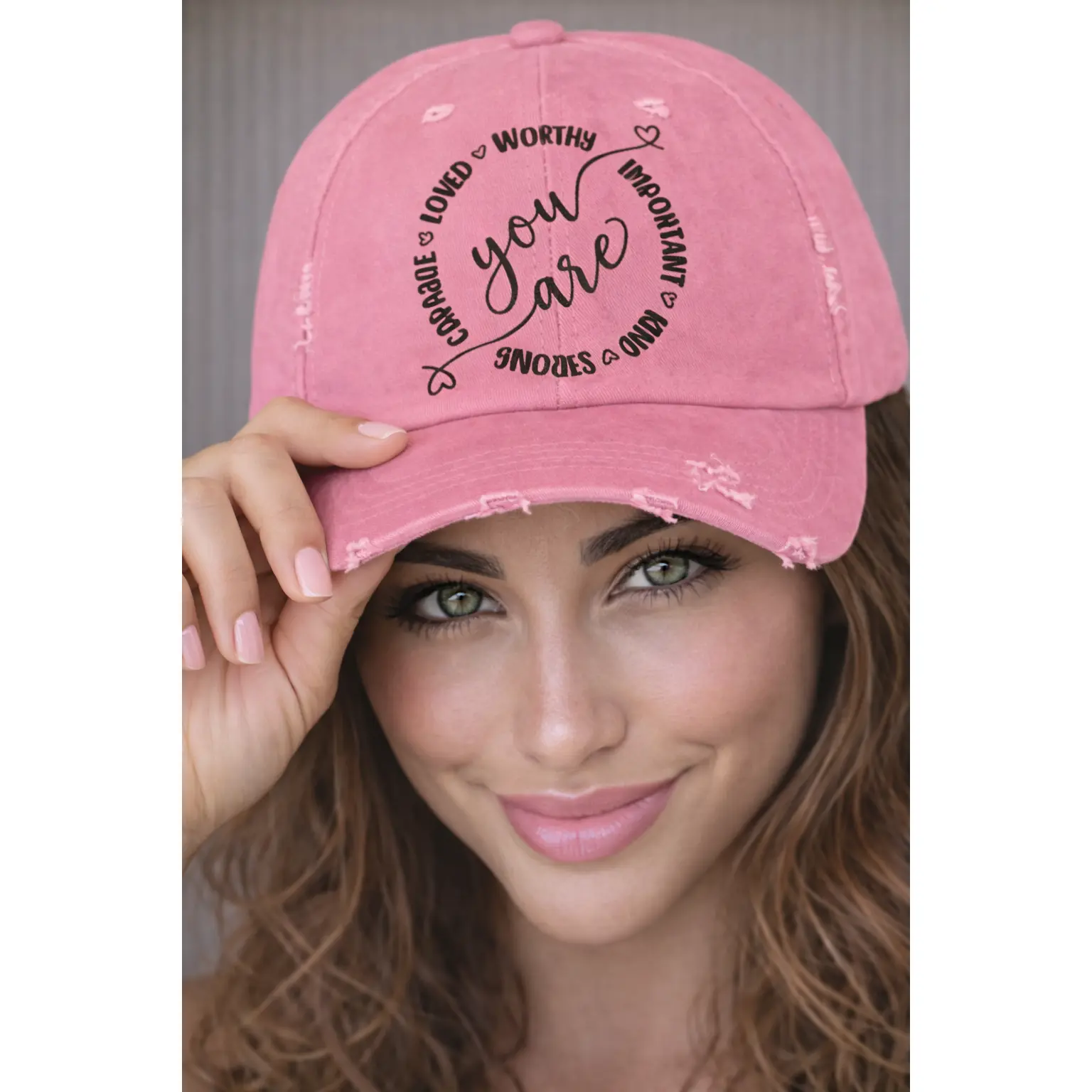 You Are Capable Loved Worthy Hat | Self Love Affirmation Hat | Mental Health Inspirational Cap | Positive Mindset Dad Hat | Motivational Quote Hat