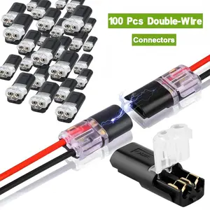 Minimal Bits 100 Pcs Double-Wire Plug-in Connector Led Light Strip Connectors 2 Pin,Led Strip Lights Connectors Low Voltage Wire Connector with Locking Buckle,Fast Connect Plugs Led Connectors for Strip Lights. lead strip automotive wiring electricity