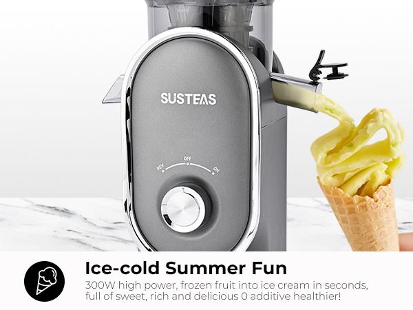 SUSTEAS Slow Juicer for Greens & Hard Vegetables – 4X More Juice Than Fast Juicers, Low Heat & Noise Juicermachine