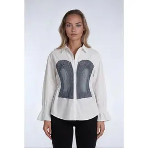 Poplin Faux Denim Corset Shirt