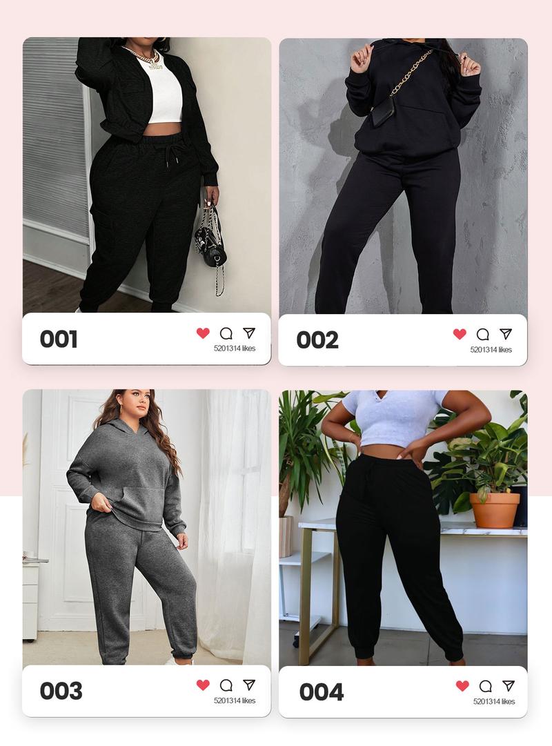 【Plus Size】SHOWITTY 3 Pack Women's Plus  Joggers with Pockets, Comfy High Stretch Workout  Yoga Pants for Women, Basic  High Waist breathable Sweatpants leggings