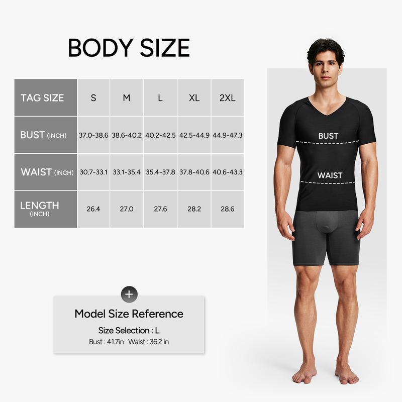 Nebility Mens Invisible Shaping Compression T-Shirt – V-Neck, Quick-Dry, Stretchy Short Sleeve with a Slim-Fit, Smooth Look Under Any Outfit