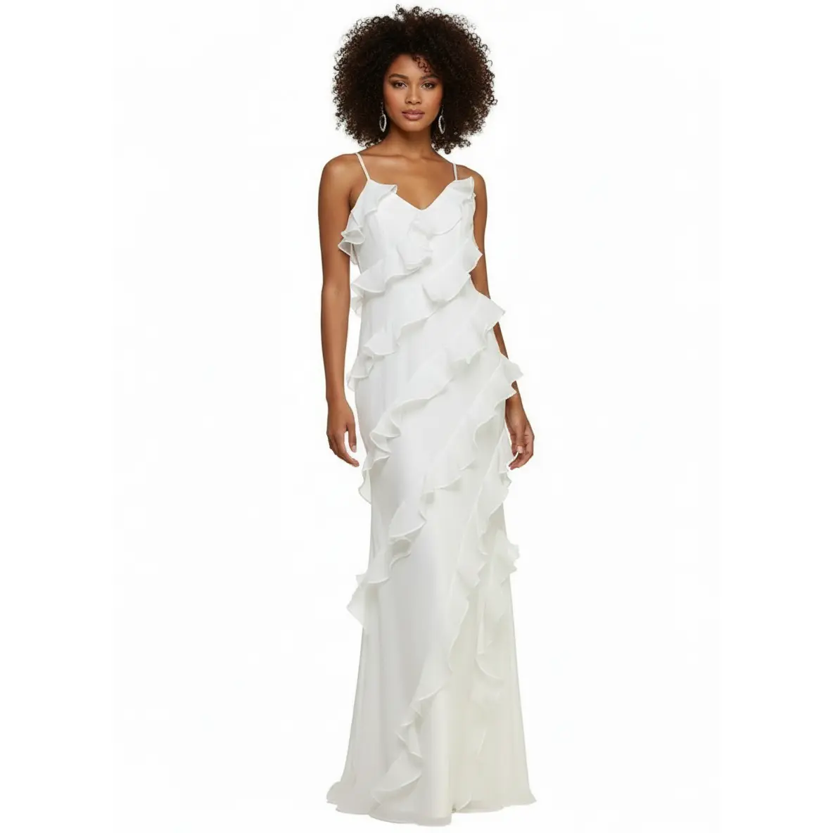 Women's Sophia Bridal Gown - Elegant Belted Slim-Fit Wedding Dress with Contemporary Aesthetic Chic Design, Complementary Earrings for Bridal Shower