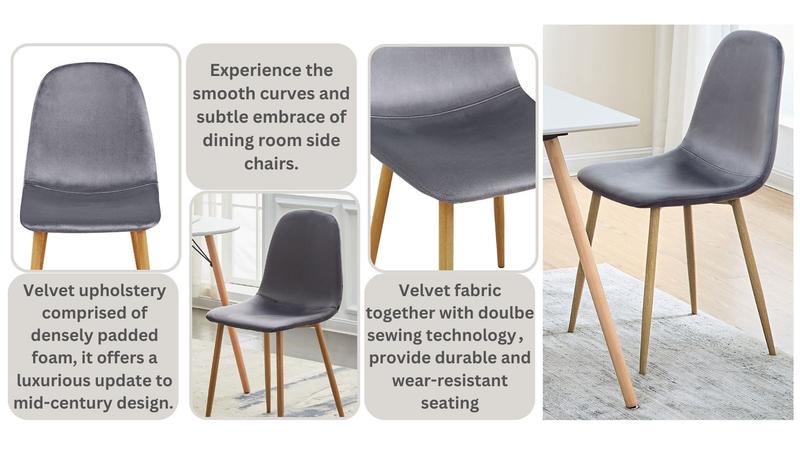 Homy Casa Charlton Suede Dining Chairs Light Luxury Ergonomic Design for Living Room & Lounge Use Foam Interior Seater Furniture