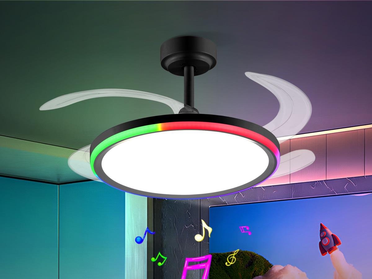 【SALE】BAYSQUIRREL Slim Retractable Ceiling Fan with Light & APP Remote Control 42in Modern Smart RGB Fan with Bluetooth Speaker Dimmable Full Spectrum Memory 6-Speed Reversible,Feb Faves,Excellent Gifts for Valentine's Day