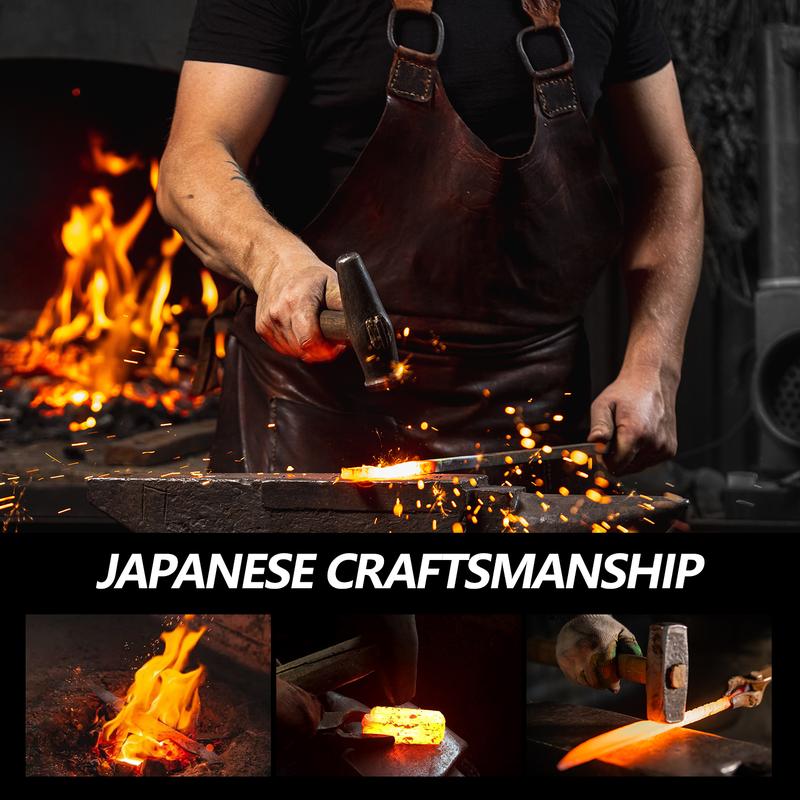 Brodark Serbian Chef Knife Bundle - Small Meat Cleaver with Leather Sheath High Carbon Stainless Steel Meat Knives Heavy Duty Blade Sleeves For Home Outdoor &Camping Outdoorfun Bone-cutting knife