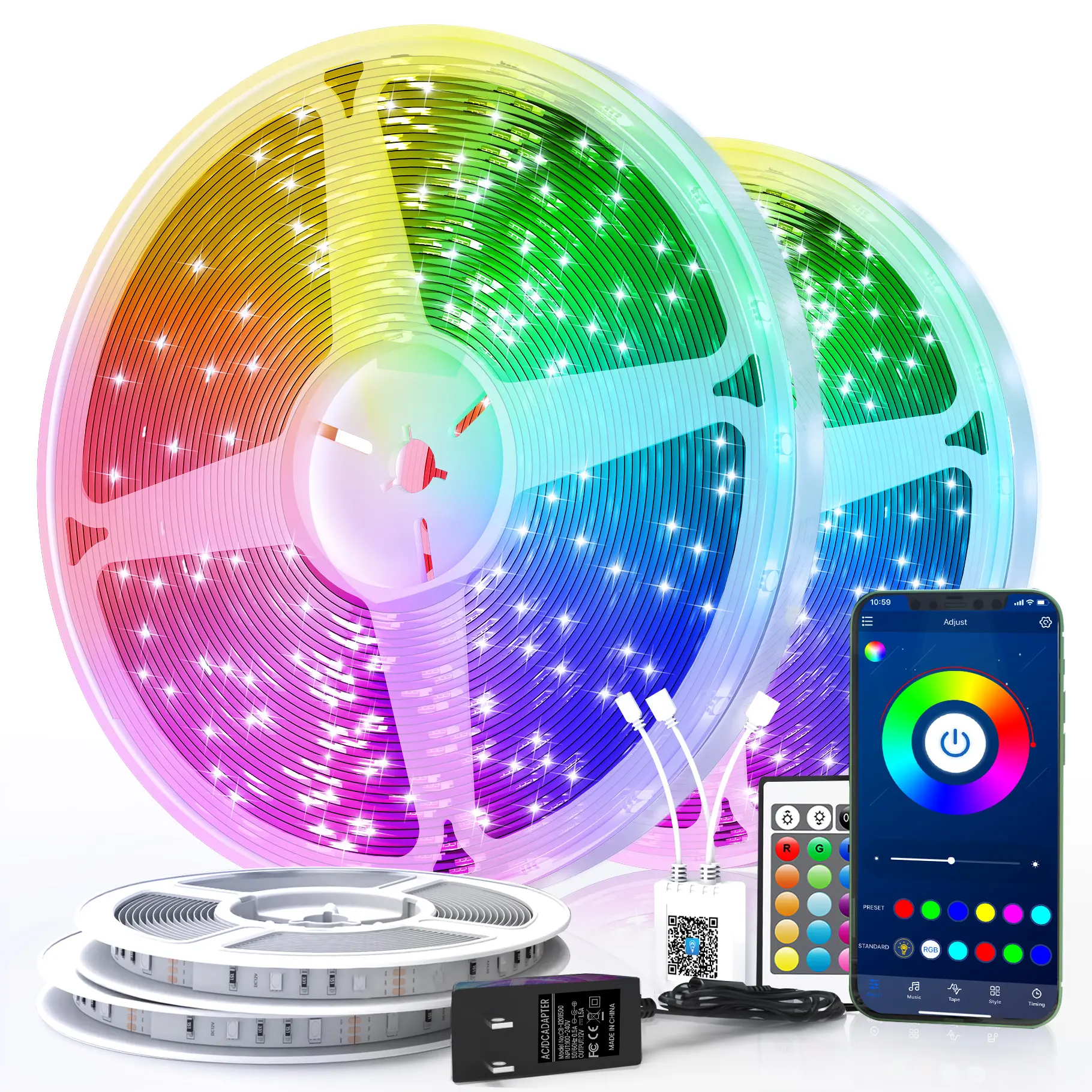 DAYBETTER 200ft Smart RGB LED Light Strips - App/Remote Control, RGB Gradient Dimmable Lighting, Music Sync Color Changing, Children's Room Ambient Decor, Festive Decorations Home Supplies