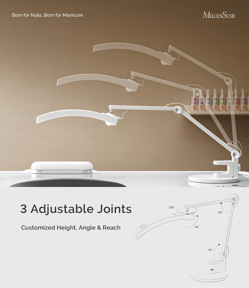 MelodySusie LED Manicure Table Lamp for Nail Techs, S-Pro29G Professional Nail Desk Light with Magnetic UV Curing Lamp, Adjustable Arm, Dimmable Brightness & 3 Color Temps for Gel Nails & Nail Art