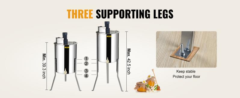 VEVOR Electric Honey Extractor, TikTokShopBlackFriday, 4/8 Frames Honey Spinner Extractor, Stainless Steel Beekeeping Extraction, Apiary Centrifuge Equipment with Height Adjustable Stand, Honeycomb Drum Spinner with Lid
