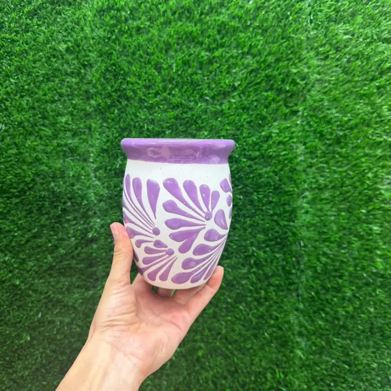 Handmade Engobe Cantarito Cielito Lindo-Lila-500ml.