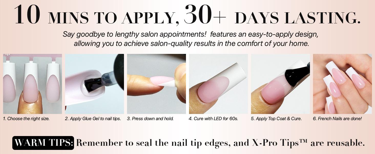 SXC Cosmetics X-Pro Tips 150/160 Nail Tips ONLY – Skin Tone Nude Series French Tip Press-On Nails Acrylic Soft Gel System for DIY Manicures at Home