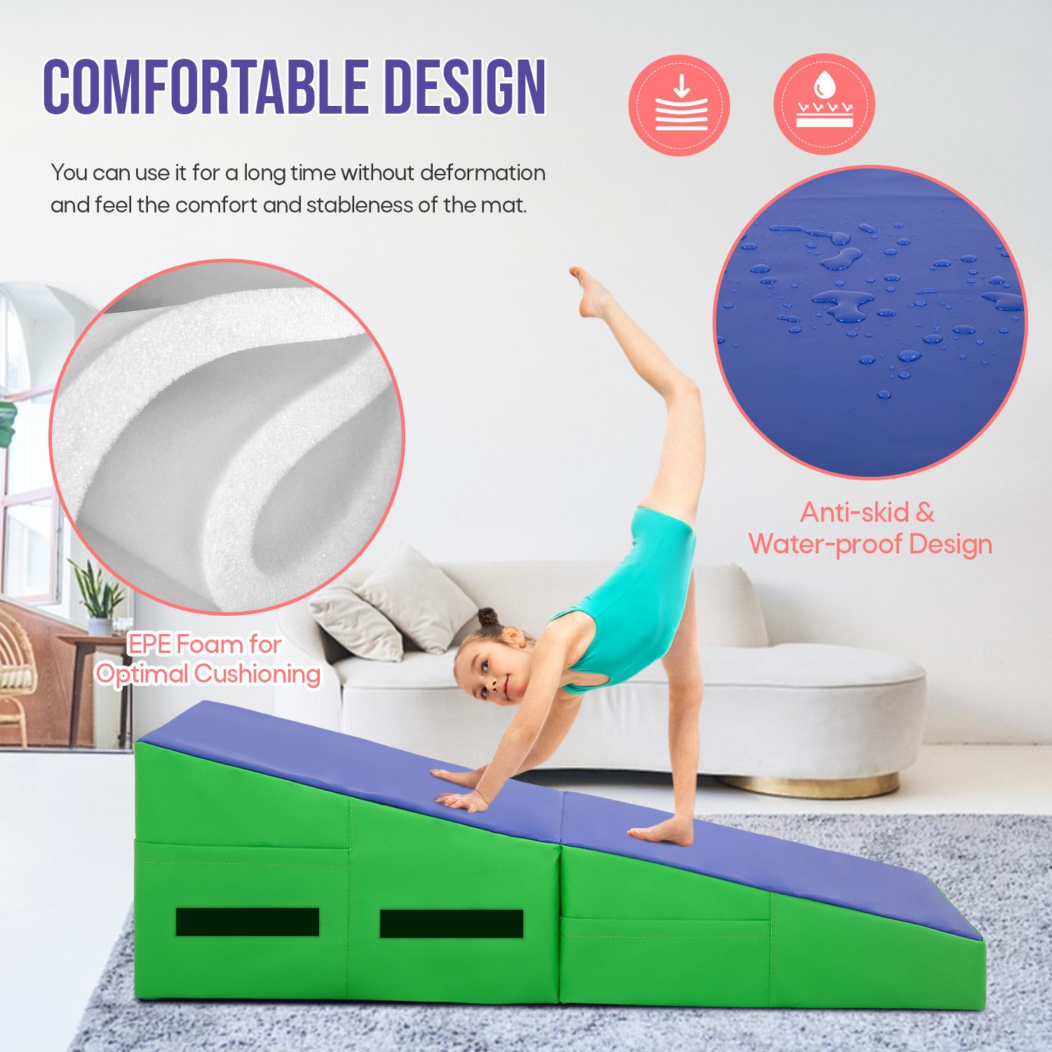 BestOffice Gymnastics Tumbling Mats Incline Tumbling Mat Folding Gymnastic Tumbling Mat 48"x24" lnch Indoor/Outdoor Exercise Mat Home Gym Yoga Mat with Gym Floor Mats Training Mats BestOffice Gymnastics Tumbling Mats Incline Tumbling Mat Folding Gymnastic Tumbling Mat 48"x24" lnch Indoor/Outdoor Exercise Mat Home Gym Yoga Mat with Gym Floor Mats Training Mats