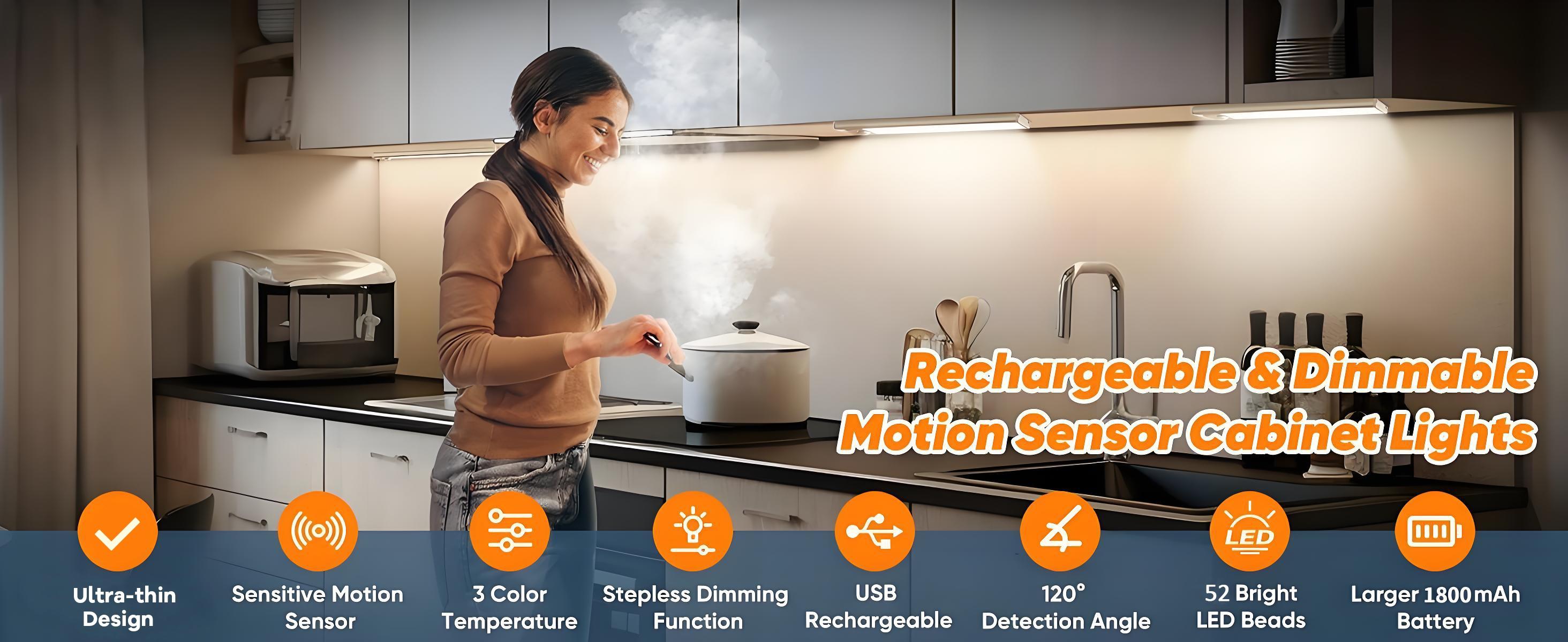 Under Cabinet Lights, Motion Sensor Night Lights Indoor, 1800mAh USB Rechargeable Lights, Dimmable Wireless Closet Lights for Kitchen, Wardrobe, Pantry, Closet, Bathroom, Stairs, Sink Cabinet, Garage, St. Patrick's Day Home Decor, Easter Sunday Gifts Under Cabinet Lights, Motion Sensor Night Lights Indoor, 1800mAh USB Rechargeable Lights, Dimmable Wireless Closet Lights for Kitchen, Wardrobe, Pantry, Closet, Bathroom, Stairs, Sink Cabinet, Garage, St. Patrick's Day Home Decor, Easter Sunday Gifts