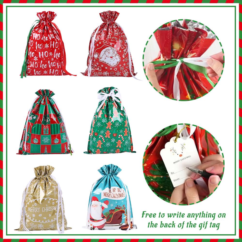 50PCS Christmas Gift Wrapping Set (25 Colorful Bags + 25 Tags) – Random Patterns, Say Goodbye to Single-Style Gift Bags, Perfect for Holiday Gifts