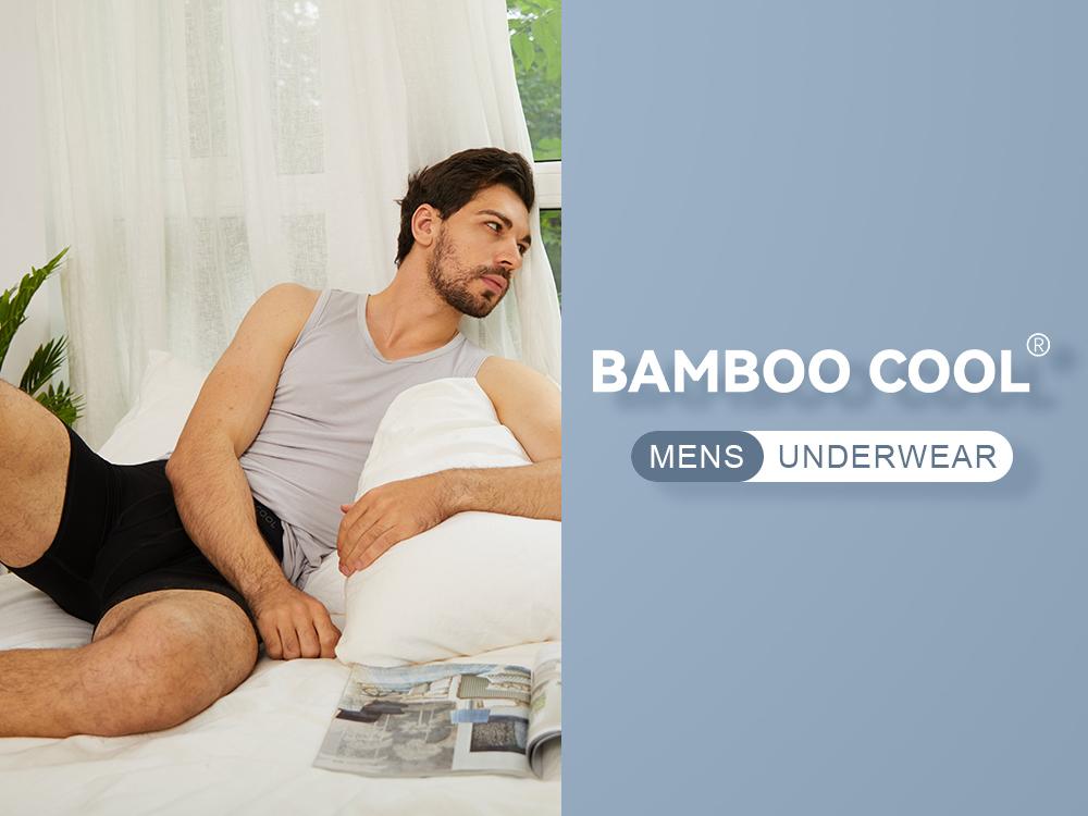 BAMBOO COOL Men's Underwear Soft Comfortable Breathable Fabric 92% Viscose 8% Spandex Pack of 4 Multiple Colors Open Fly Design for Home Exercise Travel Moisture-Wicking Boxer Briefs