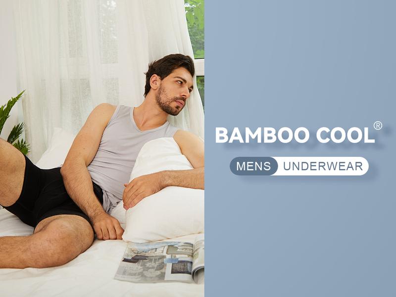 BAMBOO COOL Men's Underwear Soft Comfortable Breathable Fabric 92% Viscose 8% Spandex Pack of 4 Multiple Colors Open Fly Design for Home Exercise Travel Moisture-Wicking Boxer Briefs