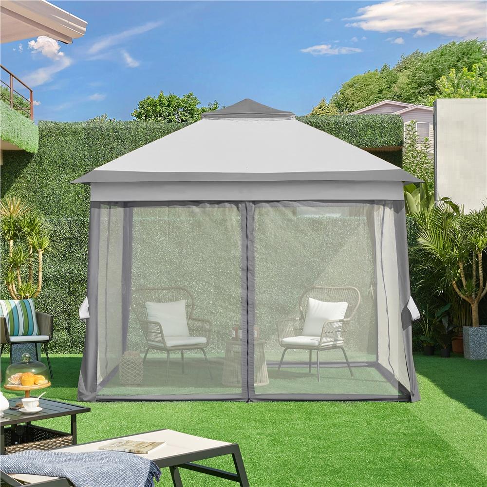 Yaheetech Pop Up Gazebo Outdoor Canopy Shelter, Instant Patio Gazebo Sun Shade Canopy Tent with 4 Sandbags, Double Tiers & Mesh Netting for Lawn, Garden, Backyard & Deck