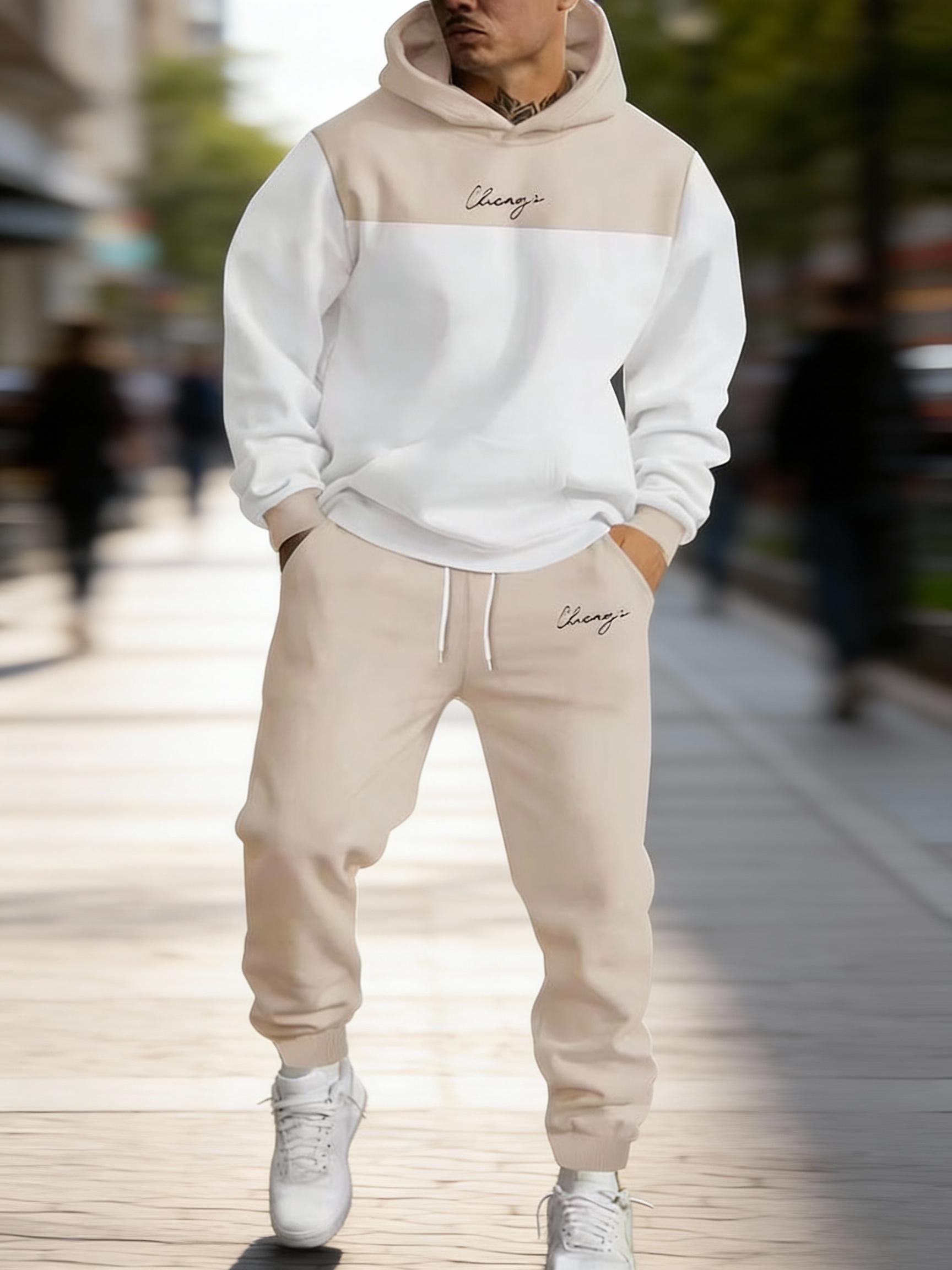 Men's 2025 Hooded Letter Set Hoodie & Casual Pants Business Fashion Versatile Simple Two-Piece Youthful Stylish Outfit
