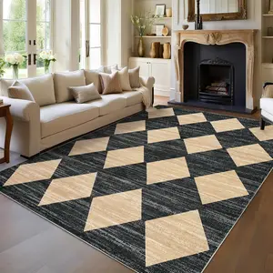Modern Farmhouse Style Diamond Pattern Rug Foldable Interior Decor Rug Super Soft Faux Wool Hallway Rug Washable Area Rug for Bedrooms Dining Rooms Entryways Bathrooms Living Rooms and Offices