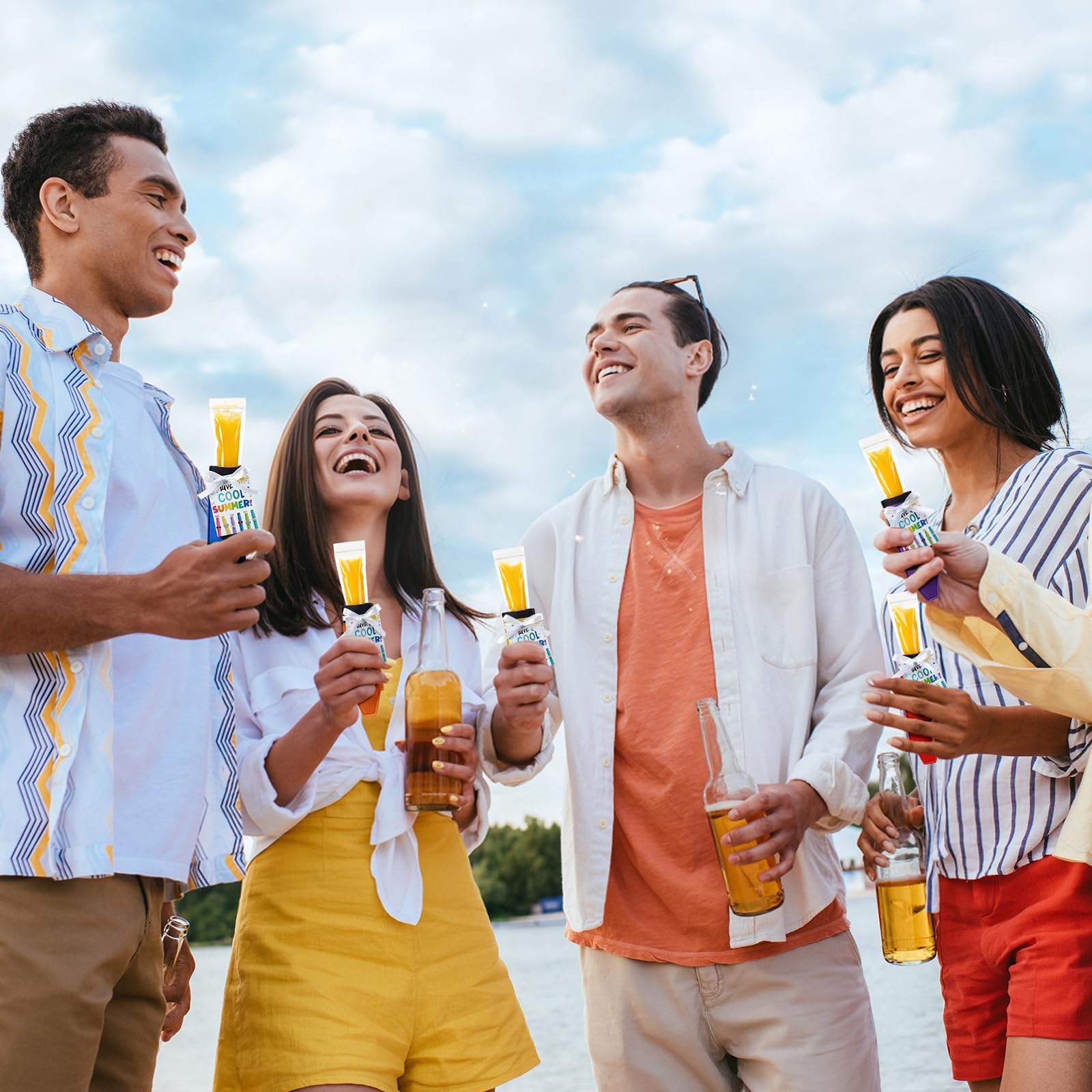 24/30 Pack End of School Year Gifts Reusable Ice Pop Sleeves with Gift Cards & Ribbon, Multicolor Washable Neoprene Popsicle Holders for Students, Classroom Prizes, Summer Favors