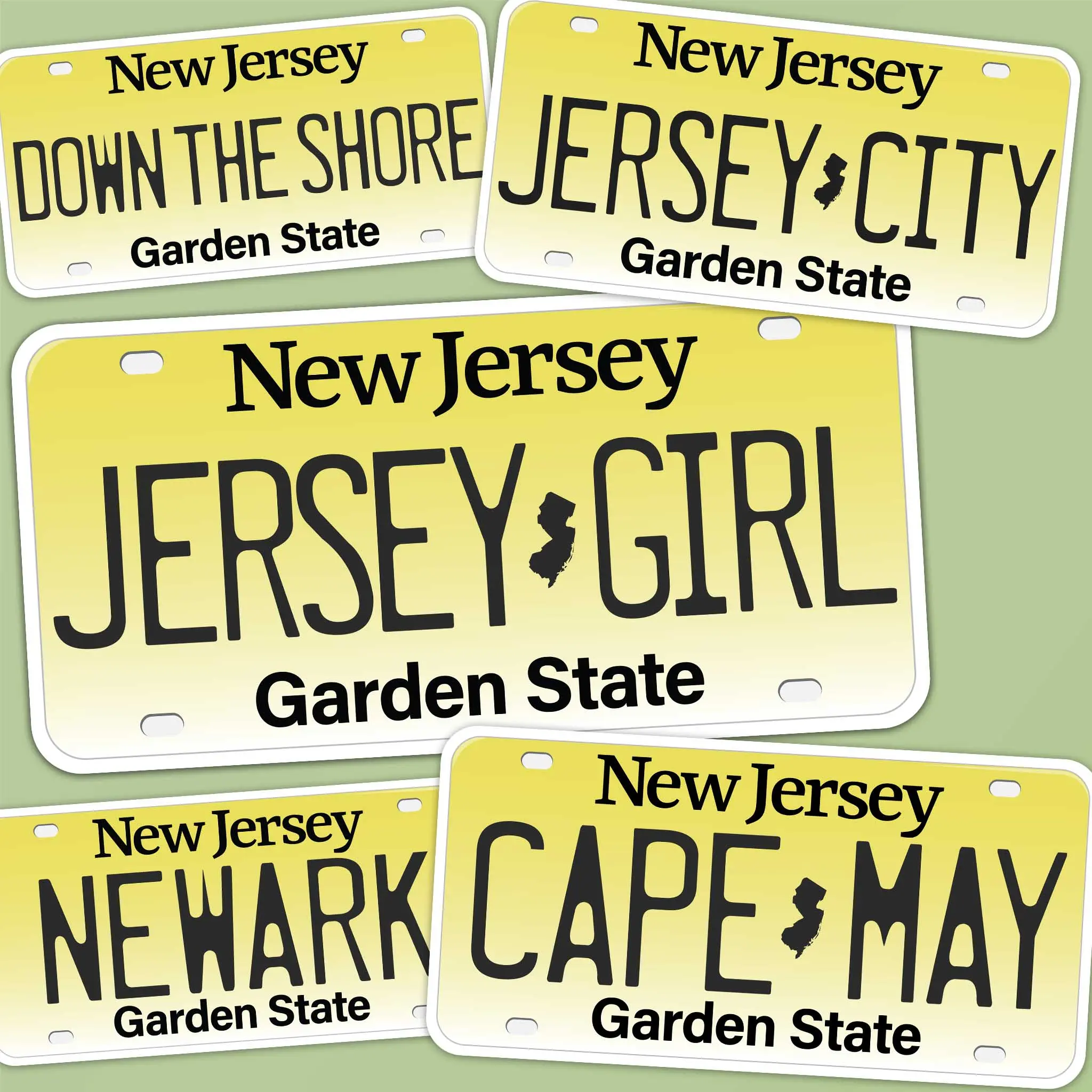 New Jersey License Plate Stickers - Choose Your NJ City or Saying