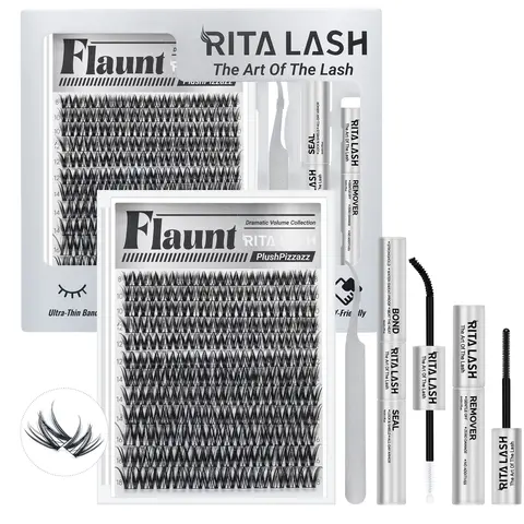 Flaunt RITALASH D-Curl Cluster Lashes Kit - 144pcs 0.07mm Natural Plant Fiber Lash Clusters, Waterproof, Long-Lasting, Mixed Lengths, Beginner-Friendly DIY for Daily Makeup (Venus,Fairy,Flora)