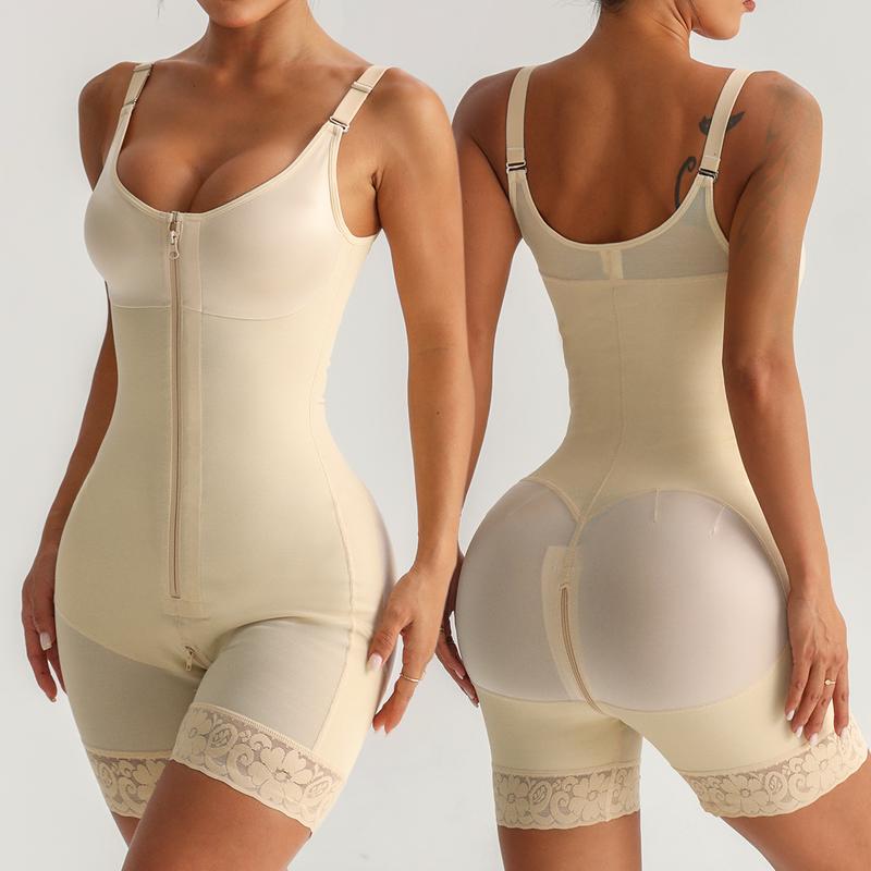 Women's Full Body Shapewear Bodysuit – Strong Tummy Control, Front Zipper, Waist Slimming & Butt Lifting Body Shaper
