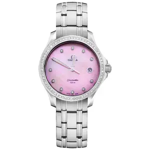 Omega Seamaster 120m 36mm Stainless Steel - Custom Pink MOP Dial & Diamond Bezel WHT025971