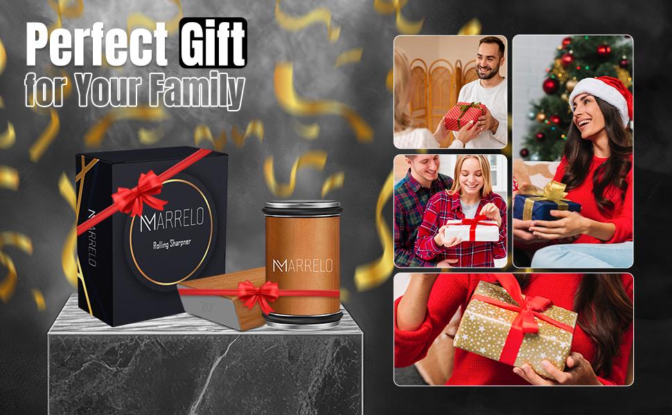 Marrelo 2 Piece Rolling Knife Sharpener Set Precision Kitchen Knife Sharpener with 15 and 20 Degree Angles Diamond and Ceramic Discs Magnetic Guide Portable and Non Slip Base