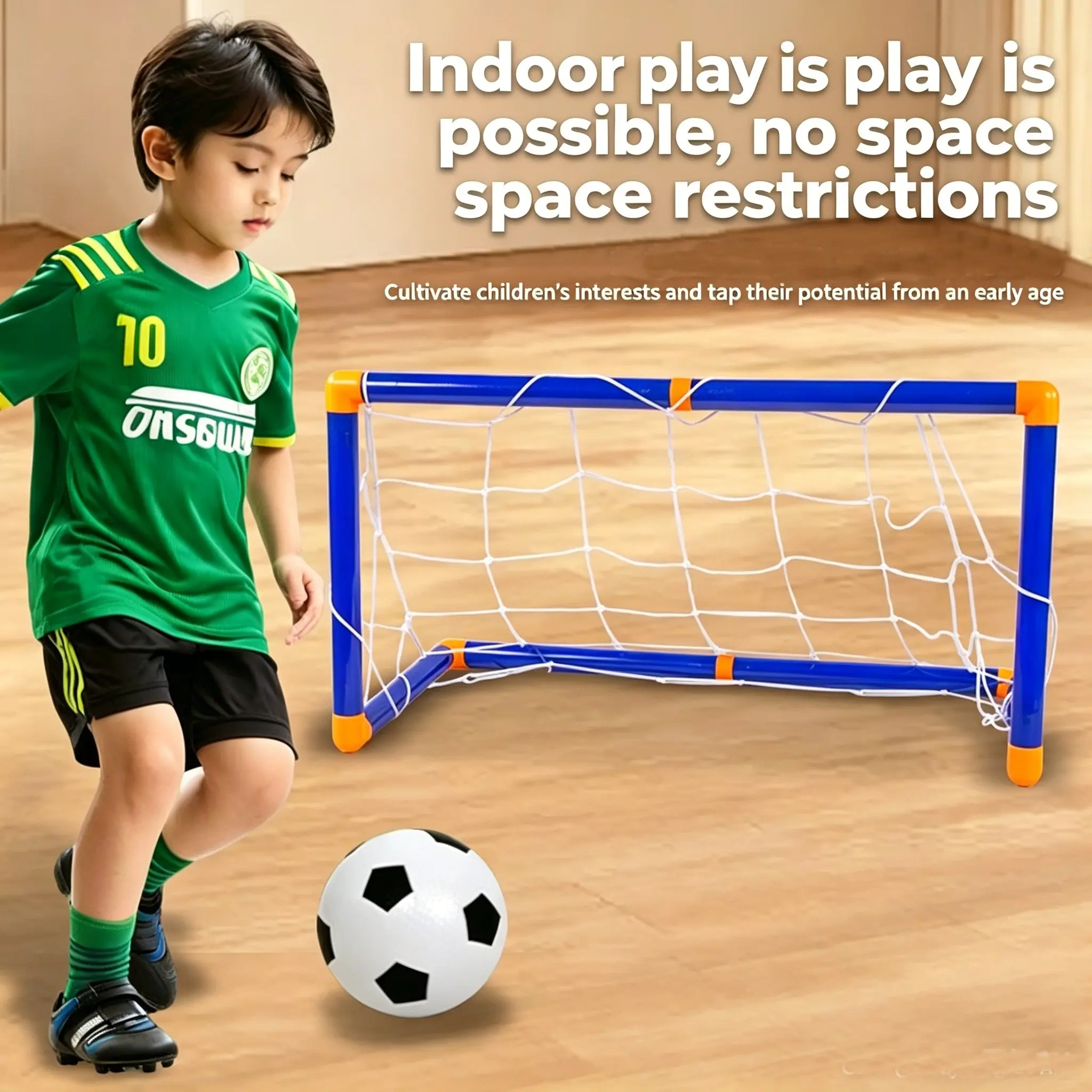 Kids Soccer Goal Set Portable Soccer Goals Indoor Outdoor Sports Toy DIY Assemble Football Gate Portable Interactive Parent Child Play Toy For Toddlers