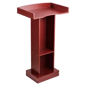 VEVOR Podium Stand,  41-Inch Wooden Lectern, Laptop Desk with Wide Reading Surface and Storage Shelf, Edge Stopper, Elegant Design, Flool-Standing, for Classroom, Conference, Church, and Presentation