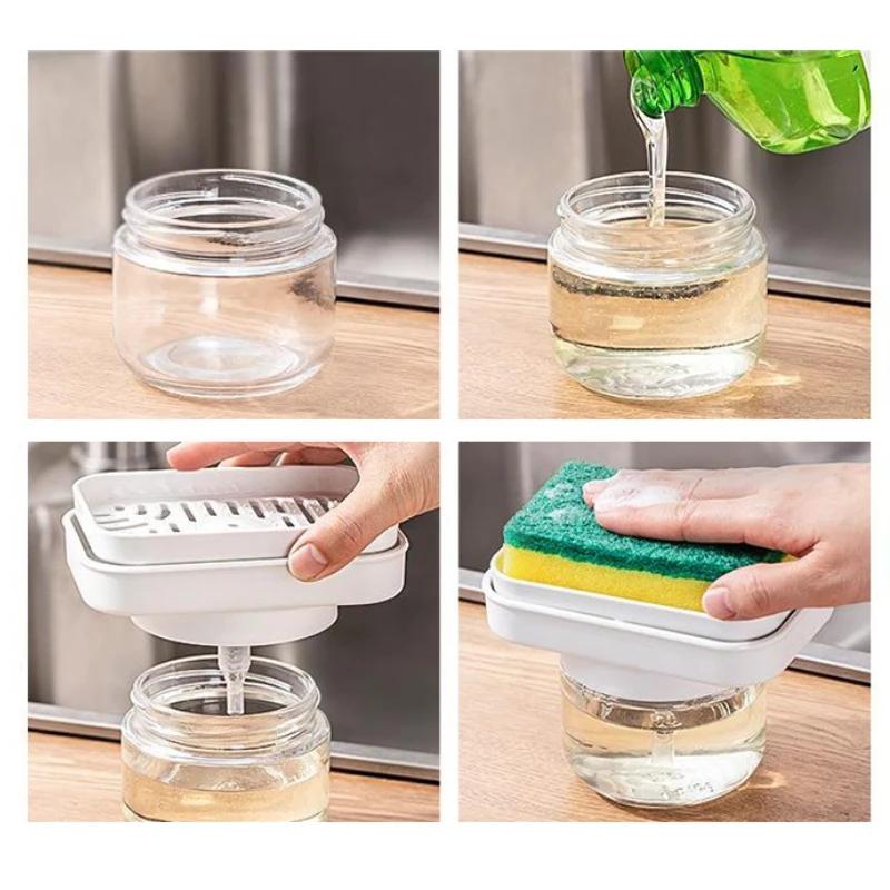 PF-Autumn and winter hot-selling new products automatic detergent dispenser refill, sponge rack, push rod storage box, kitchen sink, dishwashing liquid