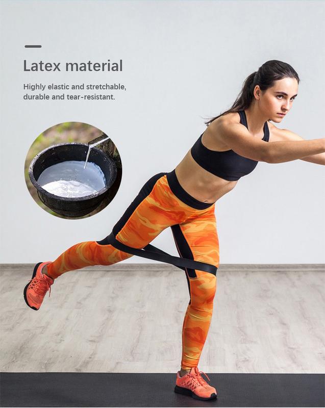 Resistance loop bands, set of six, available in various colors, suitable for strength training and fitness exercises, offering multiple resistance levels, made of high-quality materials, and includes a portable storage bag.