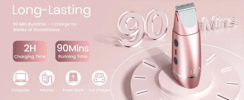 Akunbem 2 in 1 Women's Electric Shaver Dual Head Bikini Trimmer IPX7 Waterproof Wet Dry Use Body Hair Trimmer Facial Hair Remover for Bikini Underarm Leg Arm Body Face