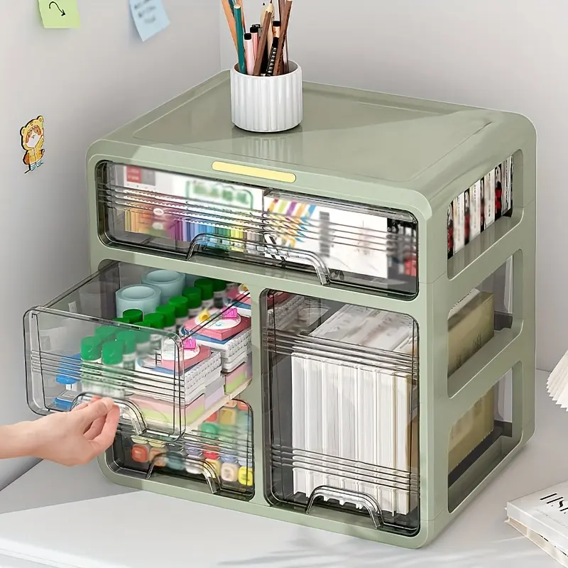Desktop Drawer Storage Box with Drawers, Desk Organizer for Office Supplies, Makeup, Medicine, Grass, Suitable for Desks, Dressing Tables, Bathroom Countertops, Files Organizer, Stationery Storage Organizer, Desk Tidy, Drawers Organization