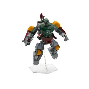 Acrylic Engraved Smoke Dynamic Display Stand Compatible with LEGO Mech Armor - Set Not Included