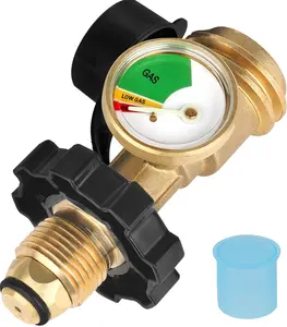 B BRAZIFY 100 lb Propane Tank Gauge Adapter, Propane Gauge for 100 lb Propane Tank, Universal Fit Pol to Qcc1 Propane Tank Adapter Converts Pol to Qcc1 - Old to New Connection Type, Solid Brass (1PC)
