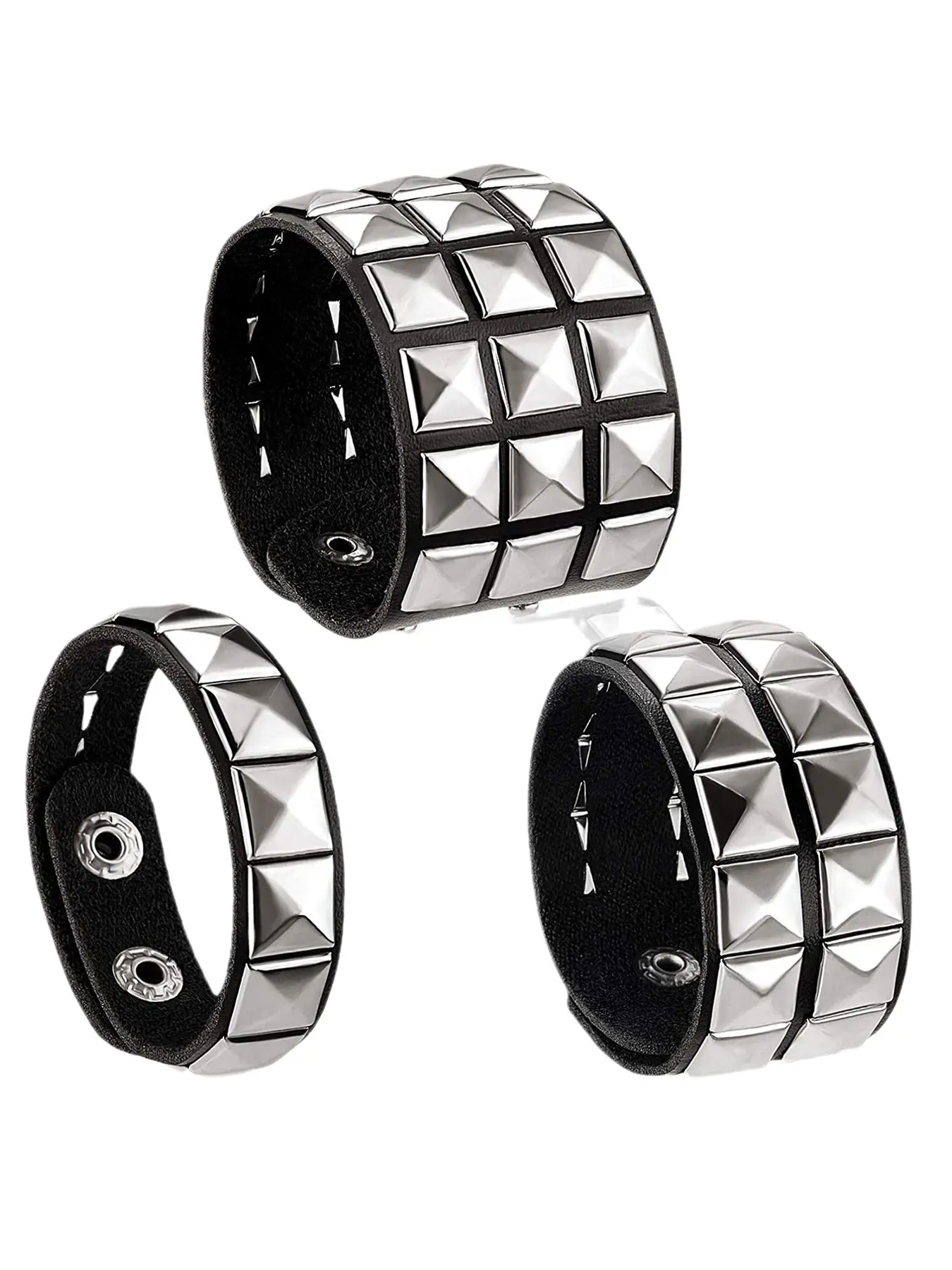 Unisex Punk Leather Bracelet with Studs, Gothic Rock Style Pointed End Open Cuff Bangle, Halloween Party Accessory, Birthday Gift, Men's Jewelry, Fashion Bracelet, Bracelets Bangles