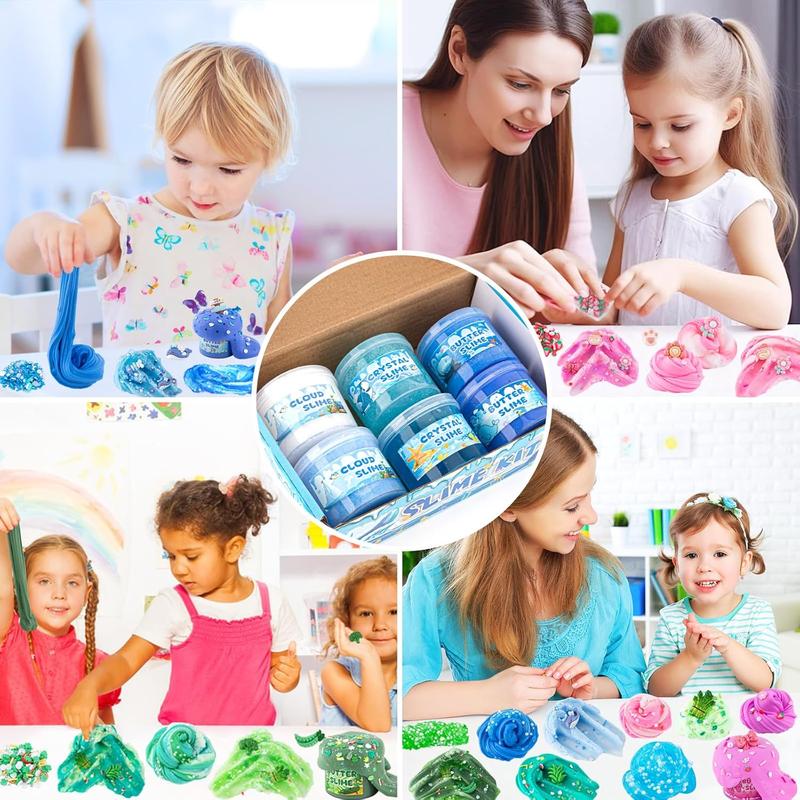 6 Pack Slimes, Blue Slime Kit, Butter Cloud Slime for Boys Girls Ages 8-12,Toys for Girls and Boys, Slime Party Favors Goodie Bag Stuffers, 4 5 6 7 8 9 10 Year Old Girl Birthday Gift Cute Stuff