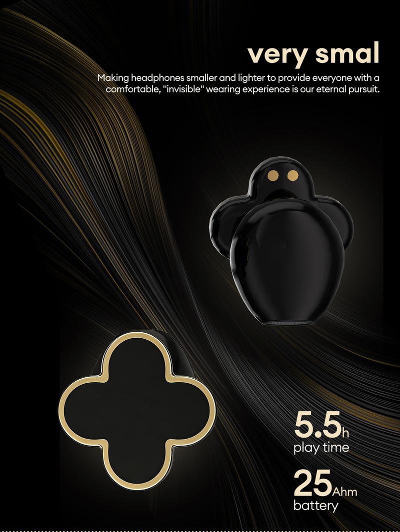 PAXA YX66 Four-Leaf Clover Wireless Earbuds with Bluetooth 5.4, Stable Connection, ENC Call Noise Cancellation, Super Stereo Sound, Luxury Retro Jewelry-Style Design for Women, Elegant Charging Case, Compatible with Android & iOS, Ideal Gift for Girls