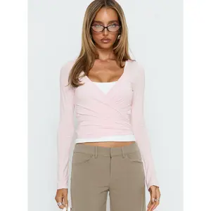 Sylka Long Sleeve Jersey Wrap Top Ballet Pink